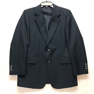 Vintage Jon York Suit Jacket Men's Size S 39/33 - Navy Blue Pinstripe Single • $24.99