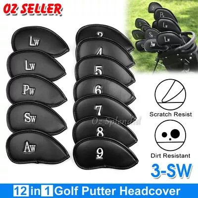 $19.45 • Buy 12x Golf Club Iron Head Covers Set PU Leather Putter Universal Headcover Protect