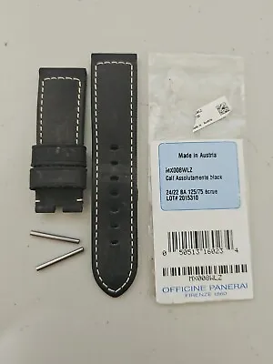 $238 • Buy Panerai 24mm OEM Calf Assolutamente Black Leather Watch Strap MX008WLZ Austria 