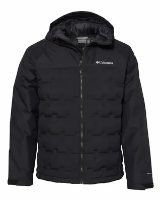 Columbia OmniHeat Hooded Down Jacket Grand Trek Black Waterproof Men's Insulated • $196