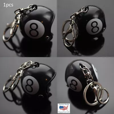 Black 8 Ball Helmet Eight Motorcycle Bike Racing Keychain Keyring Swivel Clip • $6.89