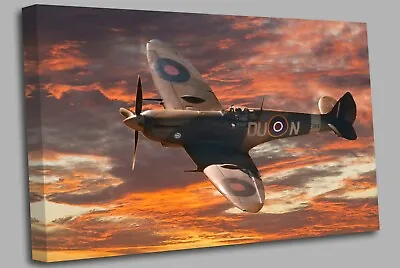 £99 • Buy Supermarine Spitfire Aircraft Clouds Canvas Wall Art Picture Print