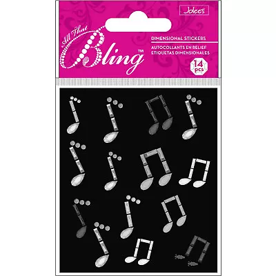 Crafts Jolee's Stickers Small Bling Gems Music Notes Black Clear Repeats • $3.49