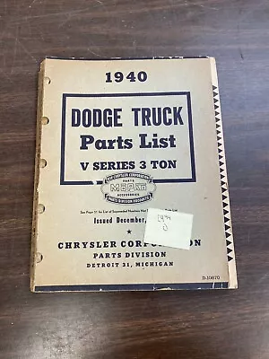 1940 Dodge Truck Parts List V Series 3 Ton Manual Book  Original Mopar 321 • $29.99