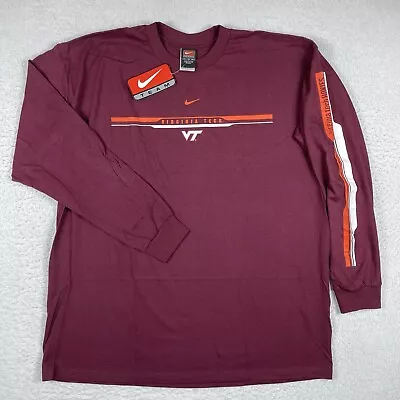 Virginia Tech Shirt Mens XL Vintage Nike Team Long Sleeve Hokies VT NCAA NWT • $50
