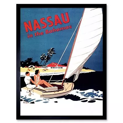 Travel Nassau Bahamas Beach Sea Ocean Yacht Boat 12X16 Inch Framed Art Print • $16.99