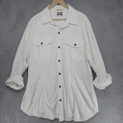 Converse One Star Button Up Shirt Mens XL Ivory Long Sleeve Thick Casual • $25.11