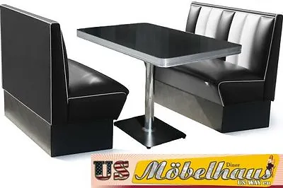 HW-120-B Set American Diner Bench Bench Diner Benches Furniture 50's Retro USA Style  • £1617.77