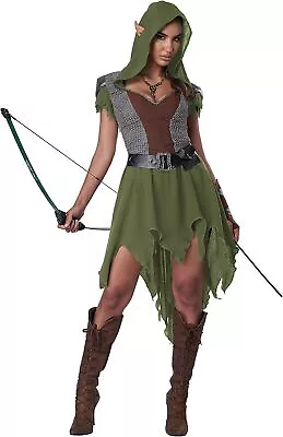 Elven Archer Girl Lady Robin Hood Medieval Fancy Dress Halloween Adult Costume • $57.85