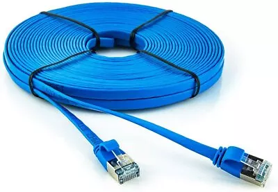 CAT7 S/FTP Bare Copper Ethernet Cable 600Mhz CM Flat Patch Cord ETL Listed 25ft • $9.99