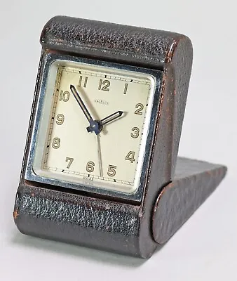 Angelus 8 Day Swiss Travel Alarm Clock 15 Jewels - Leather Case Stand • $99.50