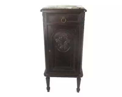 Antique Art Deco Art Nouveau Marble Top  And Inside Side Cabinet Table Night Sta • $654