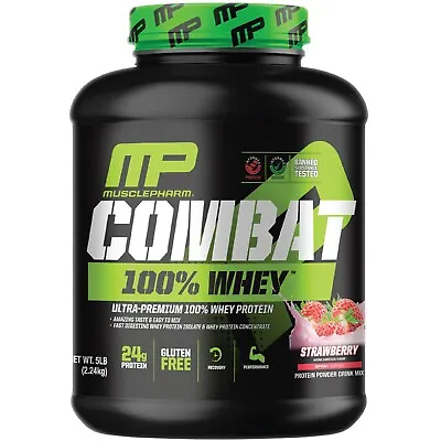 MusclePharm Combat 100% Whey Protein Powder - 5 Lb 70 Servings Strawberry • $84.99