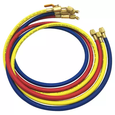 3x HVAC 1/4  SAE 600 PSI Charging Hoses W/ Shut Valve AC R22 R134a R12 R502 • $32.99