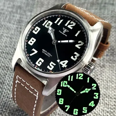 Tandorio 39MM Pilot Case Black Dial Luminous Japan NH35A Selfwinding Men Watch • £43