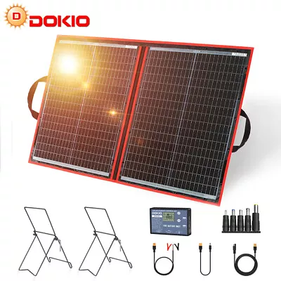 Dokio 100W 12V Portable Solar Panel Kit For Cell Phone/Power Station/Camping/RV • $84.99