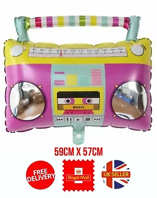 Boom Box Radio Foil Balloon Disco Birthday Beach Party Decoration 70s 80s 90s • £2.97