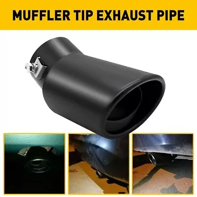 Matte Black Car Exhaust Pipe 62mm Stainless Steel Bend Muffler Tip Tail Throat • $15.99