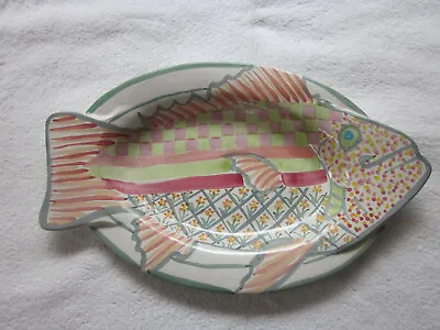 Mackenzie Childs Fish Platter 15  Victoria And Richard (1995) STAMPED • $95