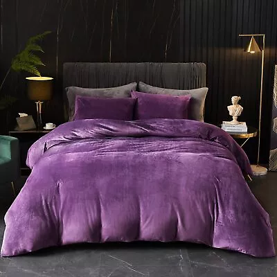 Ivellow Velvet Duvet Cover Queen Purple Velvet Queen Duvet Cover Comforter Co... • $76.91