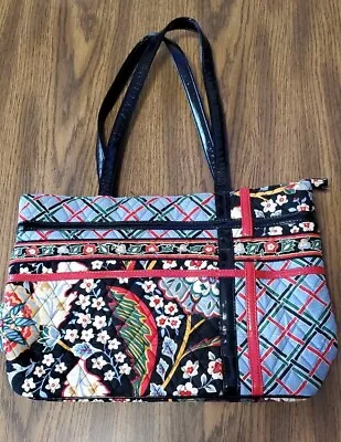 Vera Bradley Zippidy Tote Shoulder Bag In Versailles With Patent Leather Trim • $12.95