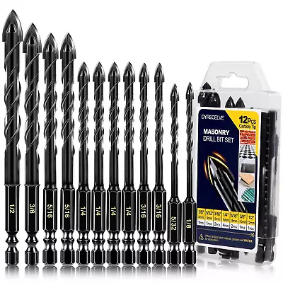 12-PCS Concrete Drill Bit Set & Masonry Drill Bit Set Cement Drill Bits • $14.45