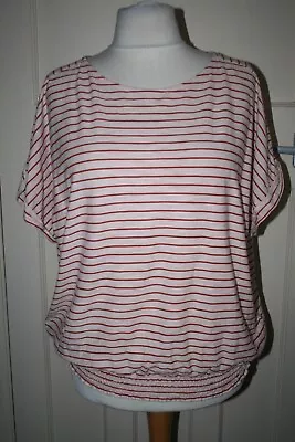 Size 20 Principles Maroon & Pink Striped Stretchy Top With Elastic Hem • £2.20
