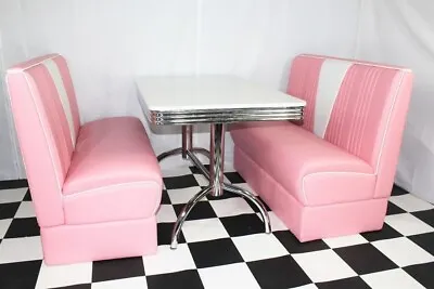 American Diner Furniture 50s Retro Nashville Table & Pink Booth Set • £825