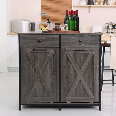 Double Doors Tilt Out Trash Can CabinetKitchen Trash Cabinet Recycling Cabinet • $150.99