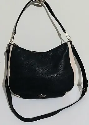 Kate Spade Black And Beige Leather Medium Shoulder Hobo Bag 36cm X 28cm X 14cm  • £80