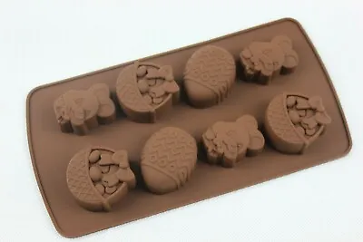 8 Easter Egg Shape Silicone Moulds Chocolate Mould Cake Dough Baking Ice Cube • £2.99