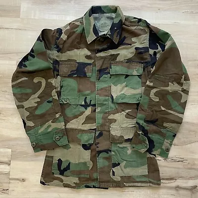 VTG ARMY Camouflage Jacket Button Up Tactical Hunter Jacket X-Small Military #04 • $21.99