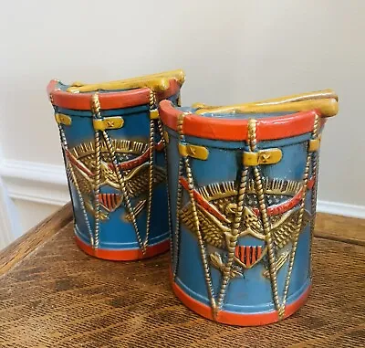 Vintage Civil War/Bicentenial Style Drum Bookends Lego Japan Corner Damaged • $10