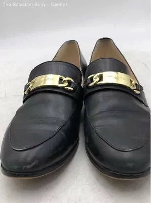 Karl Lagerfeld Womens Black Leather Almond Toe Slip-On Loafer Shoes Size 8.5 • $5.99