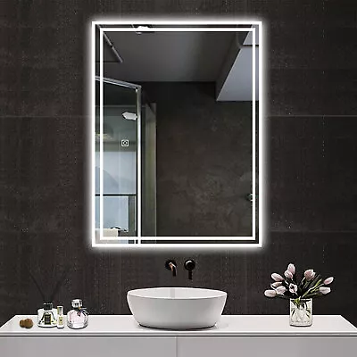 Bathroom LED Mirror With Demister Touch Sensor Illuminated Lights Anti-fog • £179.99