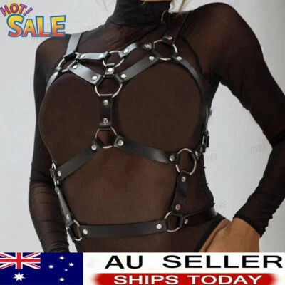Women BDSM Chest Bondage Lingerie Sexy Leather Harness Garter Belts Suspenders • $15.69