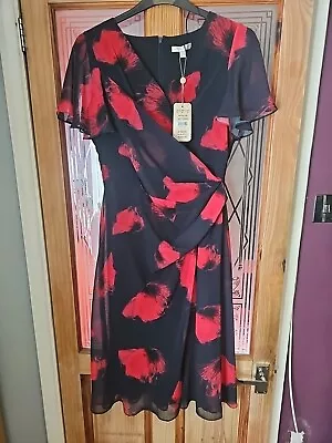 New With Tags Jacques Vert Size Uk 10 Poppy Print Soft Dress • £10