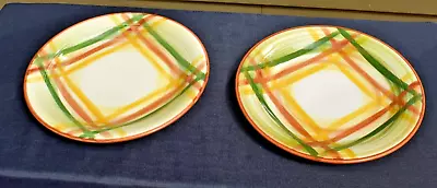 2 Vintage 50's VERNON KILNS VERNONWARE HOMESPUN Large Serving Platter Plates 12  • $29.99