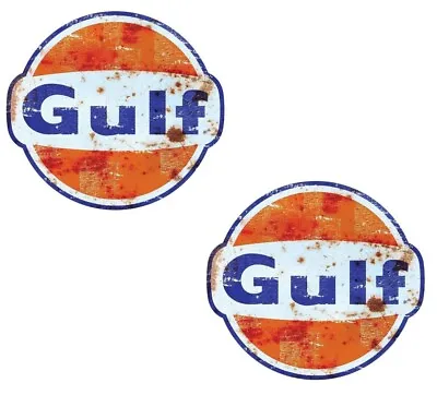 2x Vintage Gulf Sticker 9.5 Cm Car Vintage Sticker Racing Old School Cult V8 • $7.44