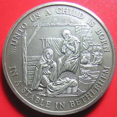  CHRISTIANITY MEDAL BABY JESUS A CHILD IS BORN IN A STABLE BETHLEHEM (no Silver) • $13