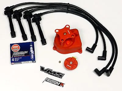 Distributor Cap Rotor Spark Plug Wire Kit 92-95 Honda Civic D15 D16 Eg Black • $139.95