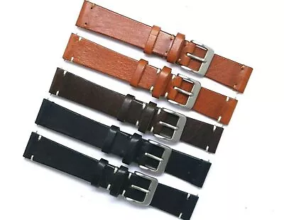 18mm Black Or Brown Genuine Leather Classic Style Men Watch Strap Band Handmade • $14.95