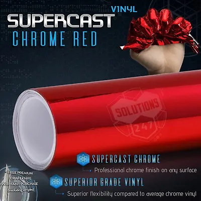 Supercast Flex Stretch Mirror Chrome Vinyl Wrap Sticker Roll Air Release - Red • $2.85