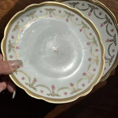 19th Century M.Z. Austria 5 Dessert Plates Gold PINK Victorian Austria HABSBURG • $48