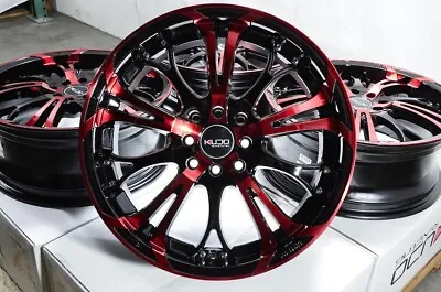 Kudo Racing Defuse 17x7 4x100 4x114.3 +40mm Black W/Polish Red Wheels Rims (4) • $734