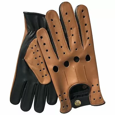 PSS Men's Lightweight Cow Leather Driving Gloves Full Finger Racing Stars 507 • £19.99