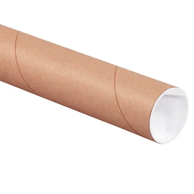Pack Of 6 Brown Kraft Mailing Tubes 2x18  Secure Caps For Shipping • $37.68