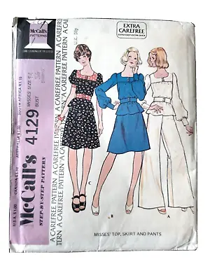 Uncut - Size 14 McCalls 4129 Skirt Top Trouser Vintage 1970s Sewing Pattern • £4.90