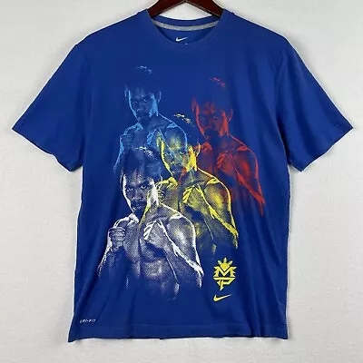 Nike Manny Pacquiao T-Shirt Men's Large Blue Boxing Tee • $34.99