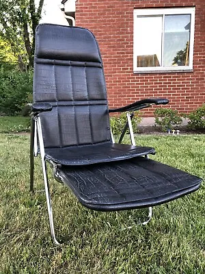 Vintage MAULE MARGA Reclining AIRSTREAM RV Camper FOLDING CHAIR W Foot Rest MCM • $225